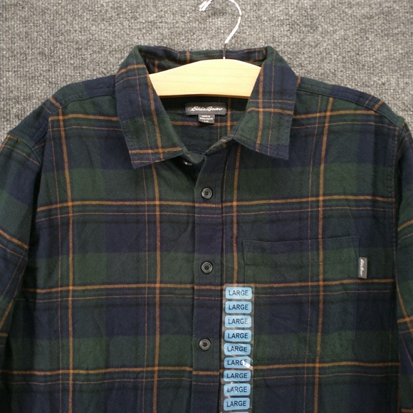 Eddie Bauer Men's Button Up Shirt Multicolor Plaid Large Flannel Cotton - Picture 3 of 13